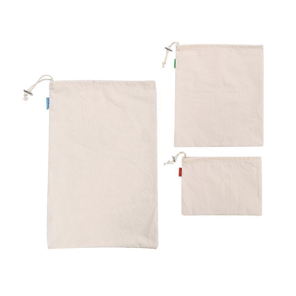 Household Cotton Storage Bag for Food Drawstring 3Pcs Set