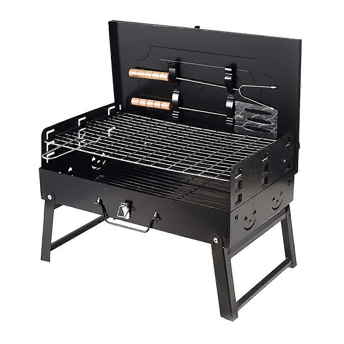 Portable Charcoal Grill with Adjustable Height, Foldable Tabletop BBQ for Camping Picnic and Beach