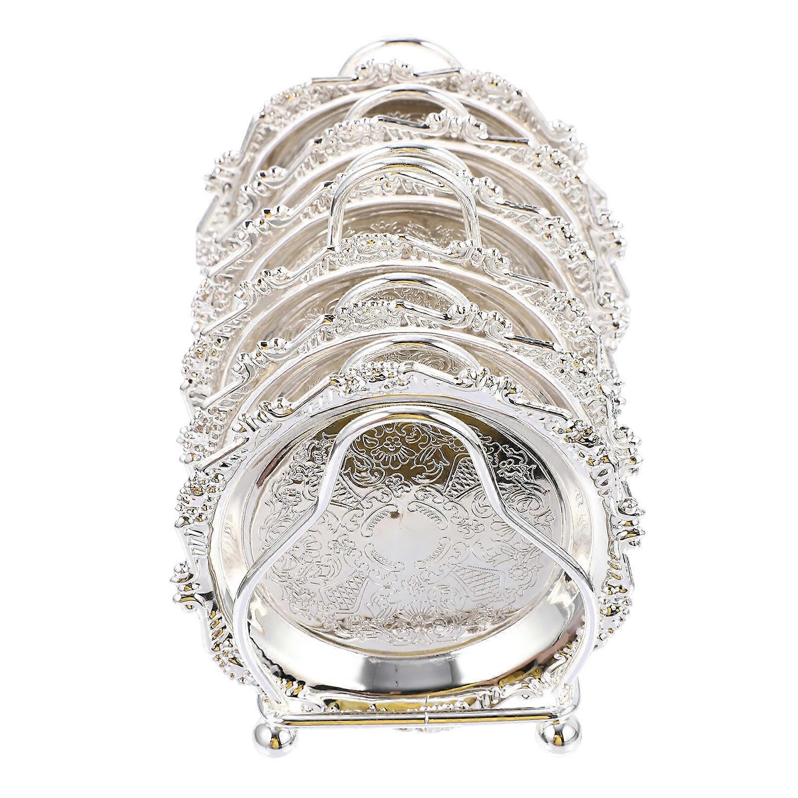 1 Set Silver Fruit Tray Decorative Serving Dish with Rack and Storage Plates