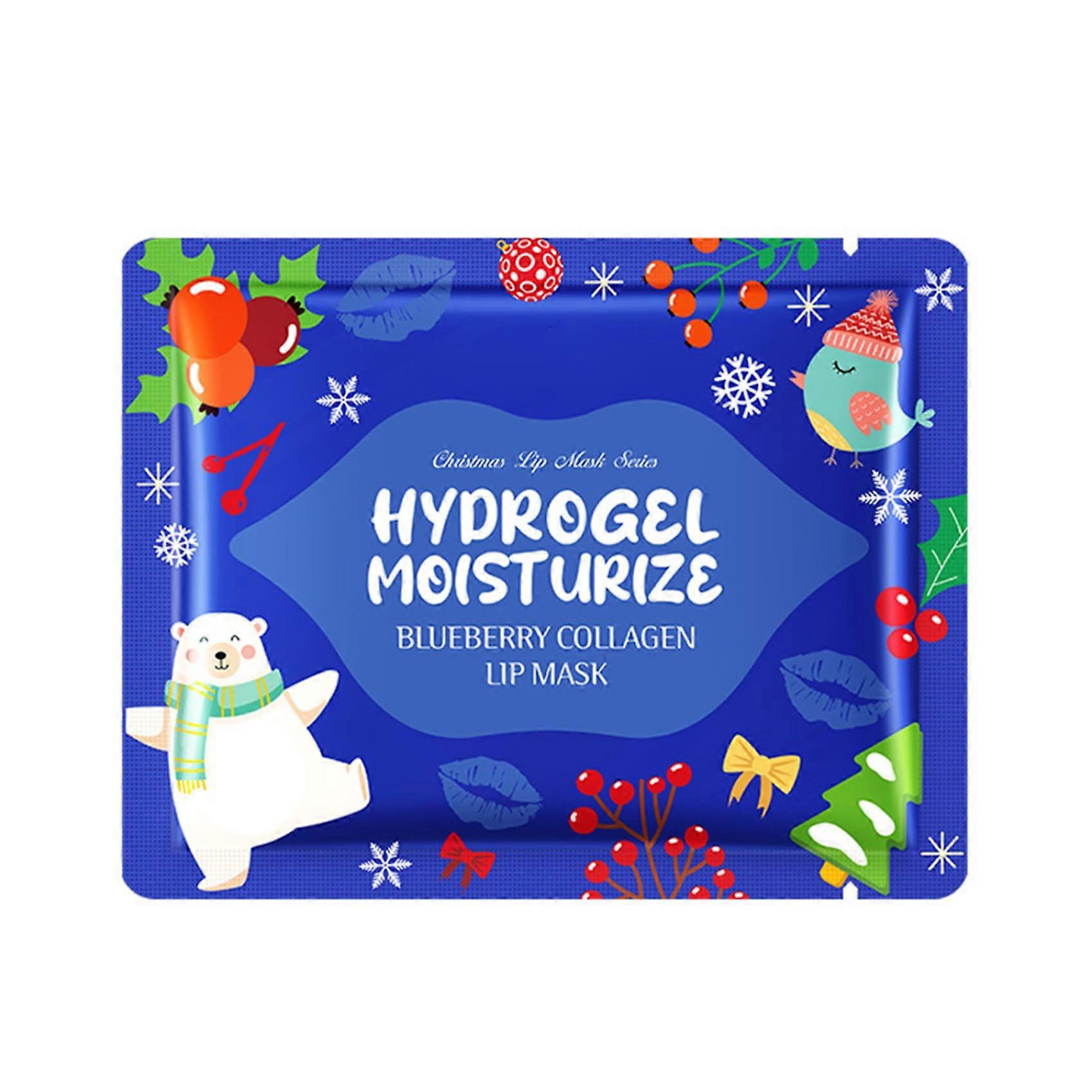 Collagen Infused Hydrogel Lip Mask 10Pack for Deep Hydration and Soft Lips, Blueberry