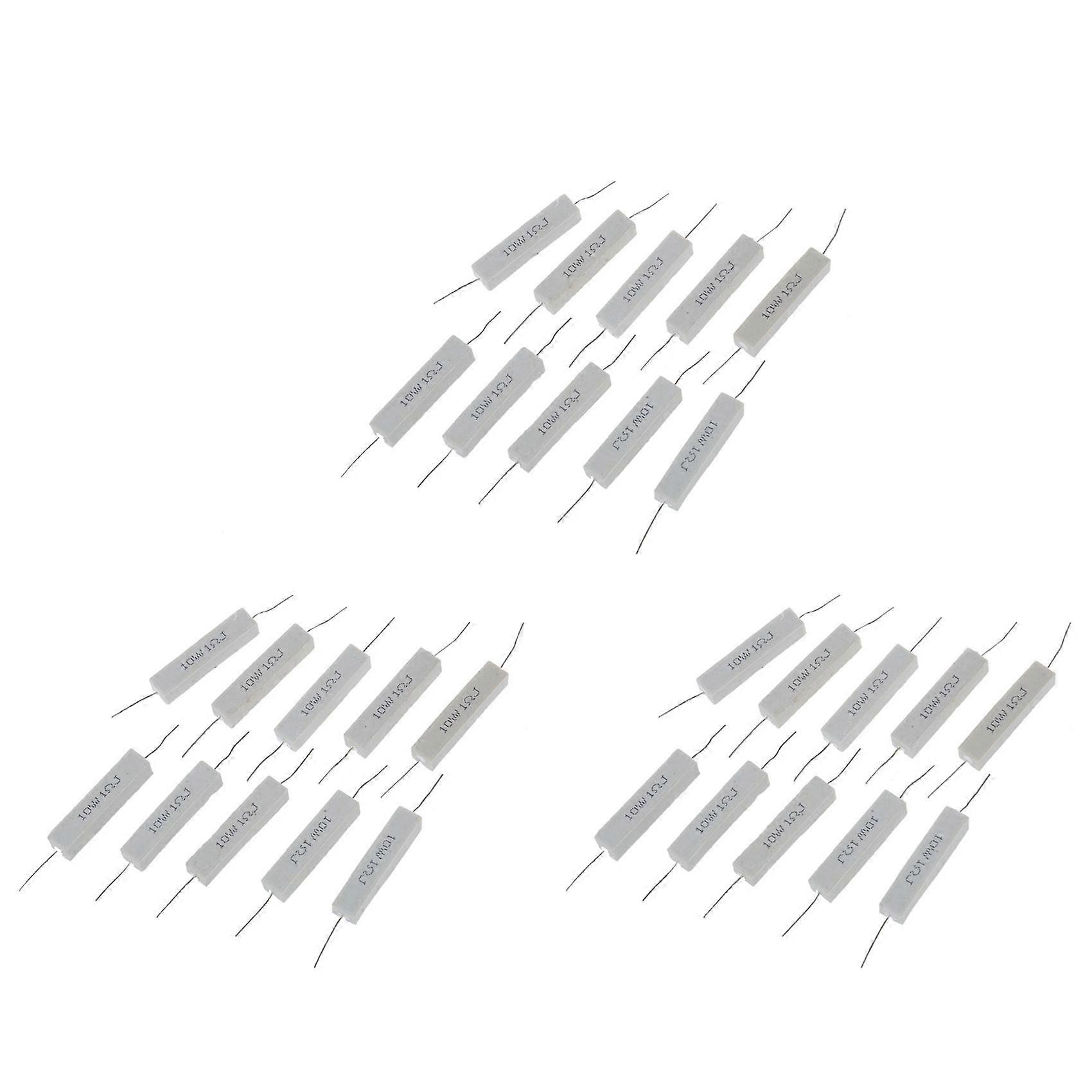 30 Pcs Wirewound Ceramic Cement Resistor 1 Ohm 5% 10W Watt