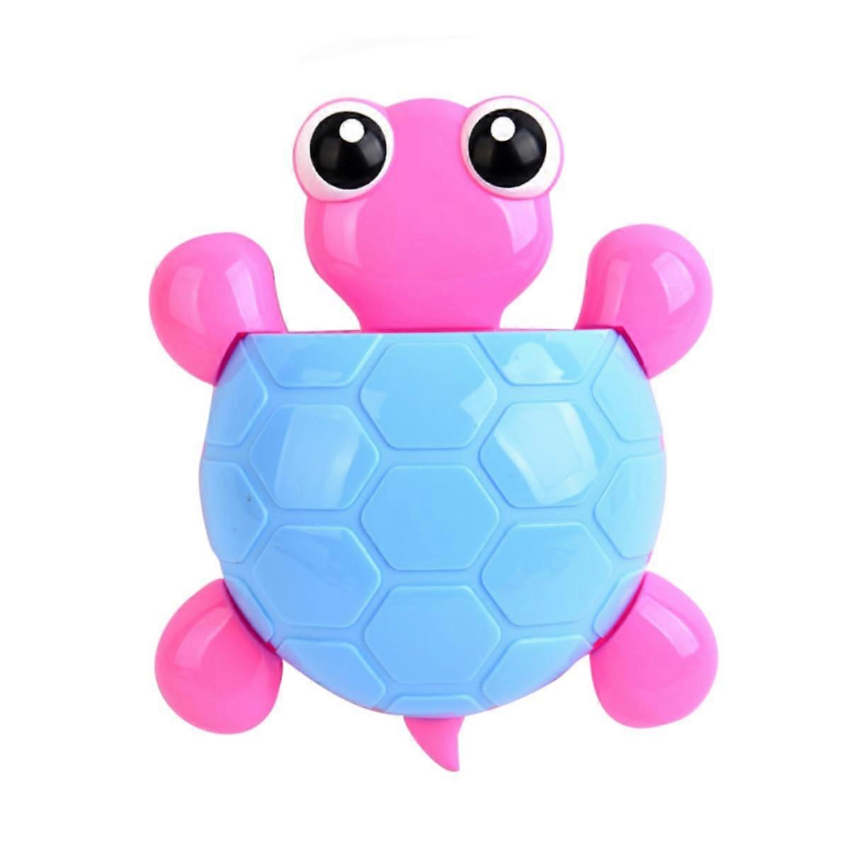 Toothbrush Holder Bathroom Organizer Cute Blue Turtle Wall Mounted Suction Cup Rack with Toothpaste Container