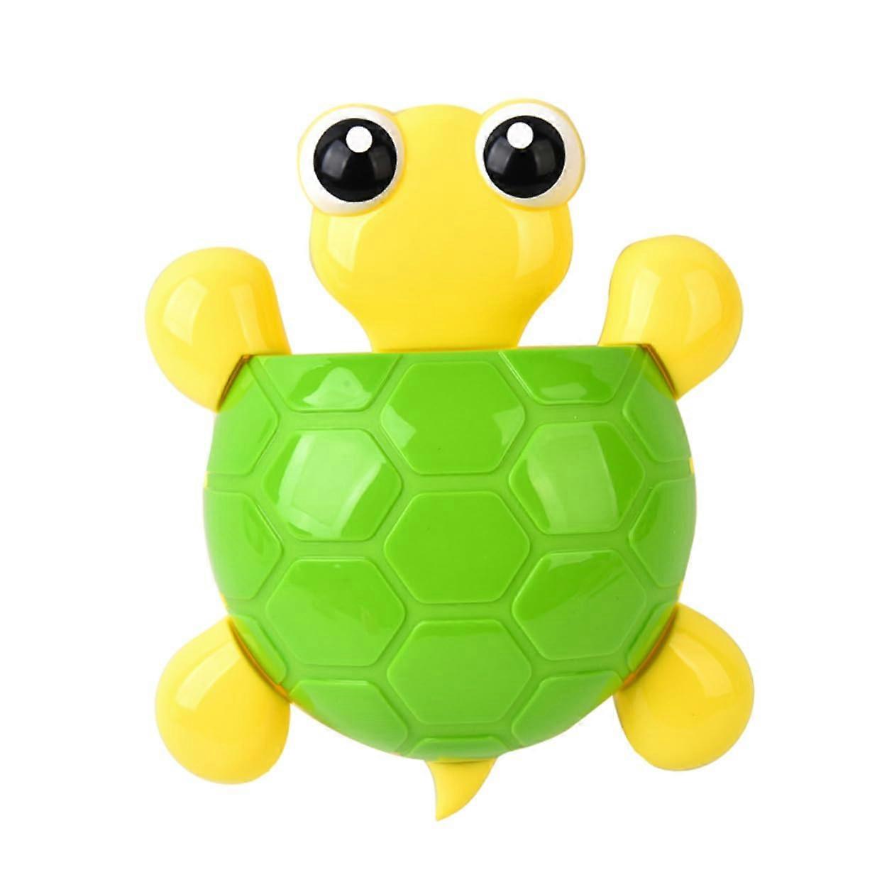 2pcs Cute Turtle Toothbrush Holder with Strong Suction Cup Wall Mounted Toothpaste Dispenser for Bathroom