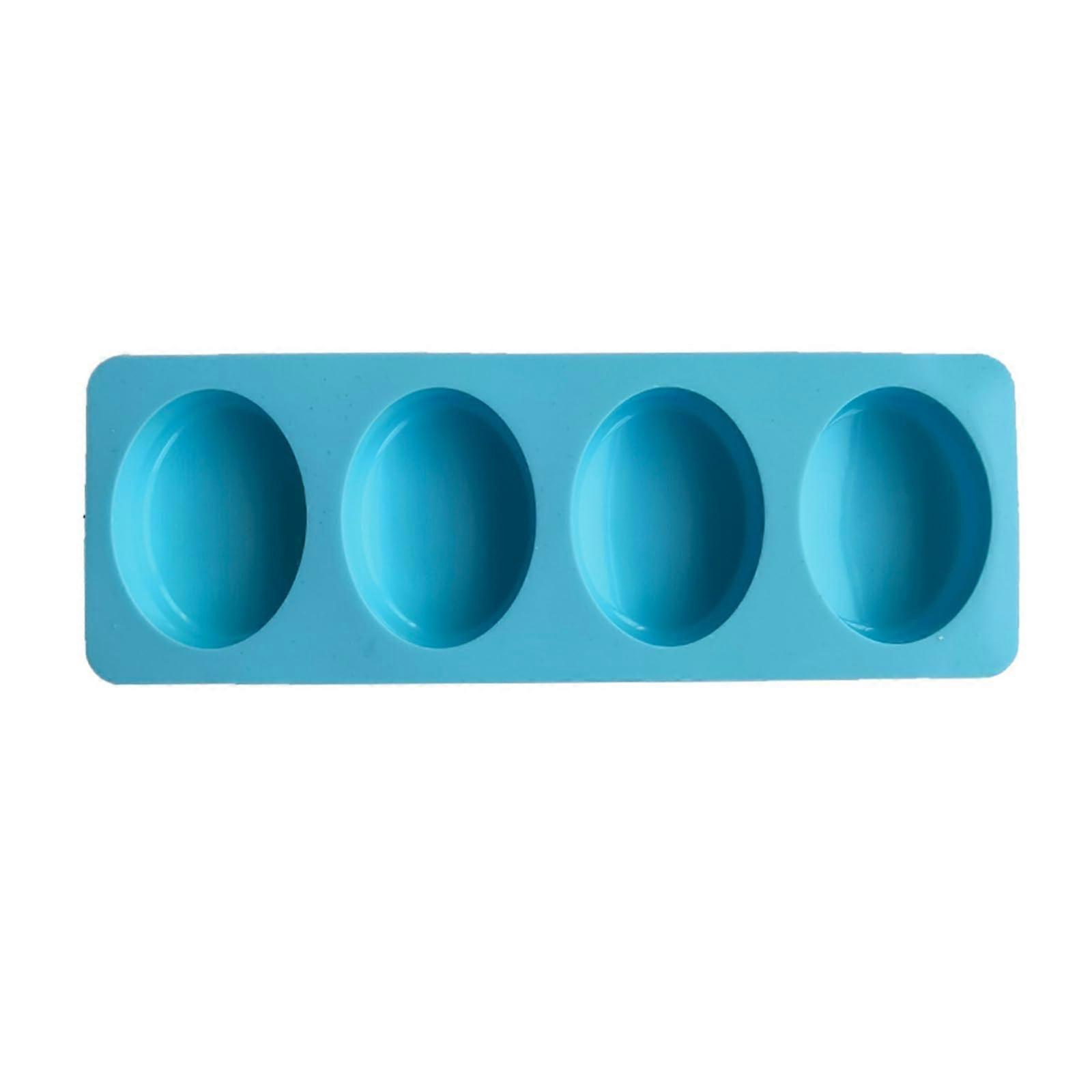 4 Cavity Elliptical Silicone Soap Mold for Handmade Soap and Candle Making, Easy Release