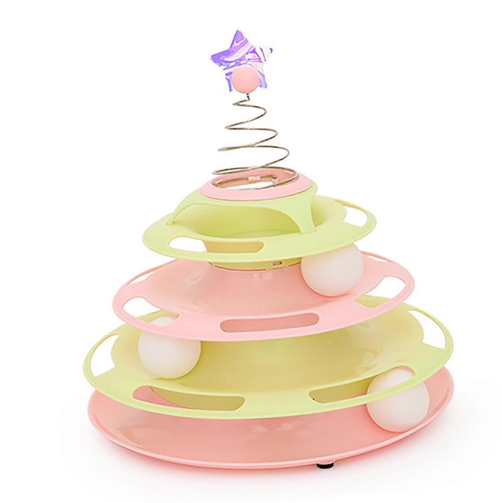 3Level Cat Ball Track Toy with AntiSlip Base, Interactive Play for Multiple Cats, Durable PP Build