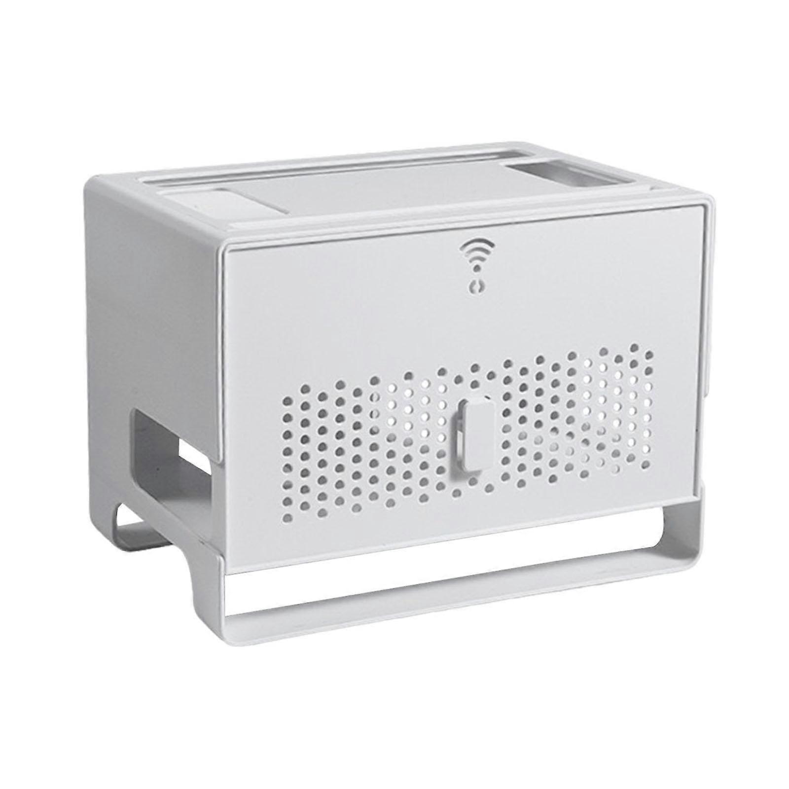 Cable Management Box Router Storage with DoubleLayer Organizer Dustproof Cover for Home Office, Gray