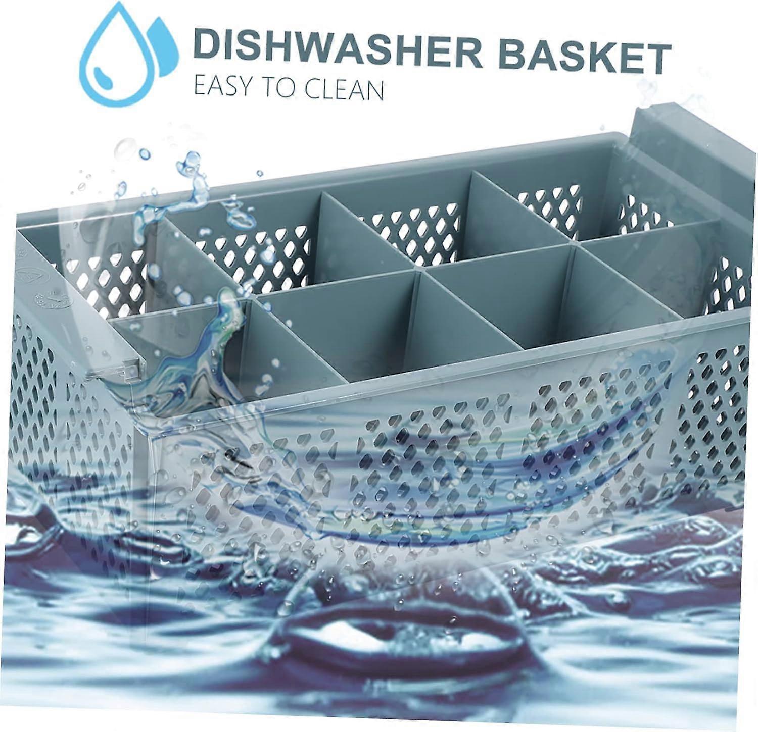 Universal Dishwasher Cutlery Basket with Handle, MultiCompartment Silverware Draining Organizer