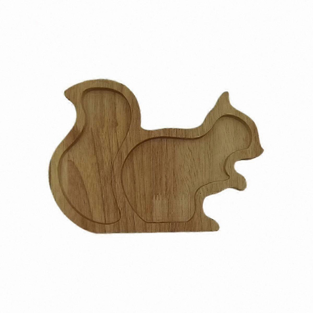 Space-Saving Squirrel Design Snack Tray for Wood, Pear, Fruit & Nut Storage Tableware
