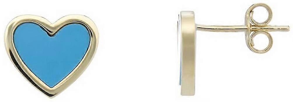 Mark Milton Heart Earrings - Yellow Gold/Turquoise Blue