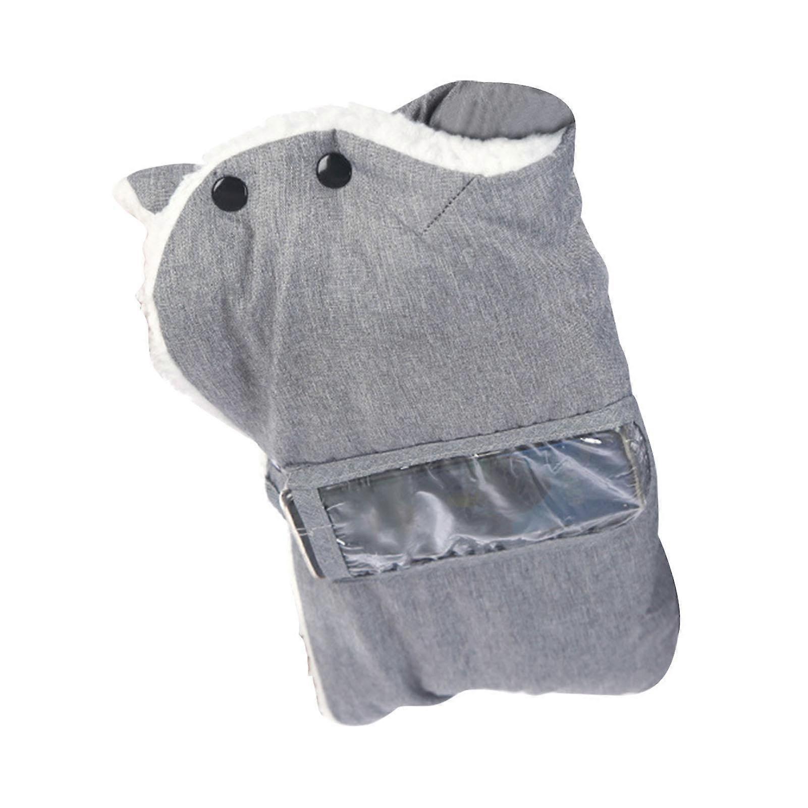 Stroller Gloves with PushButton Mount, Waterproof Winter Mittens, Warm Hand Muff Gray