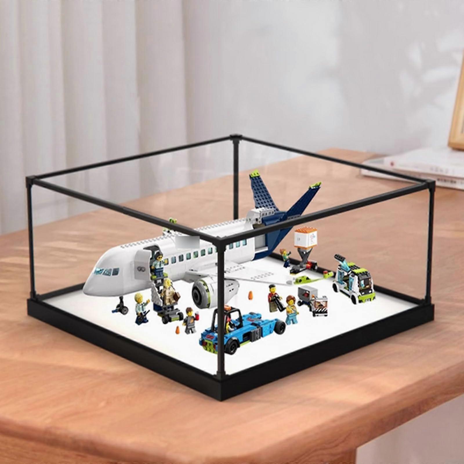 Acrylic Display Case for  60367 Passenger Plane, Dustproof Clear Protection with Alloy White Frame