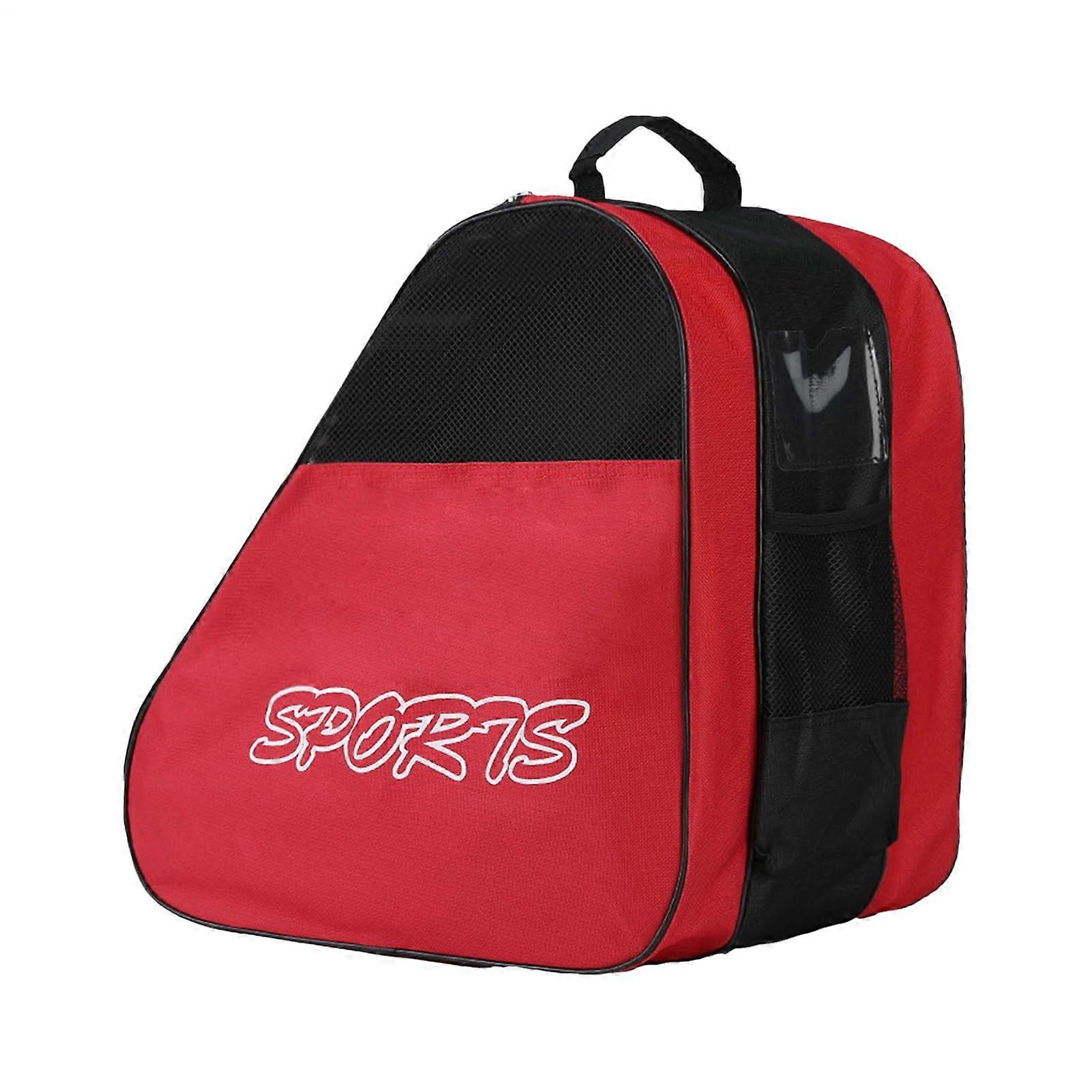 WaterResistant Oxford Roller Skate Bag with Ventilated Compartment and Adjustable Straps, Red
