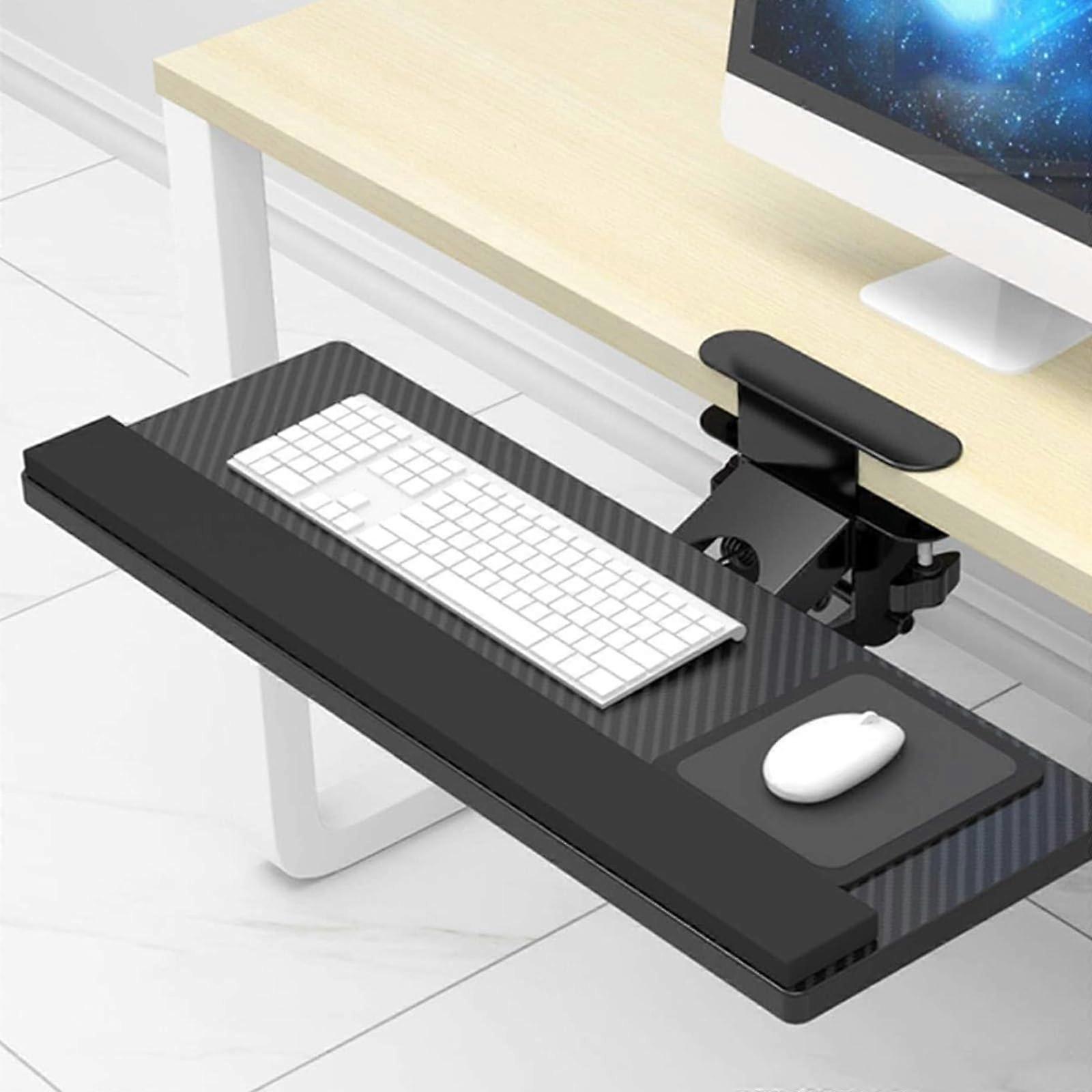 Extra Wide Adjustable Under Desk Keyboard Tray with Mouse Platform 75cm Ergonomic ClampOn Design
