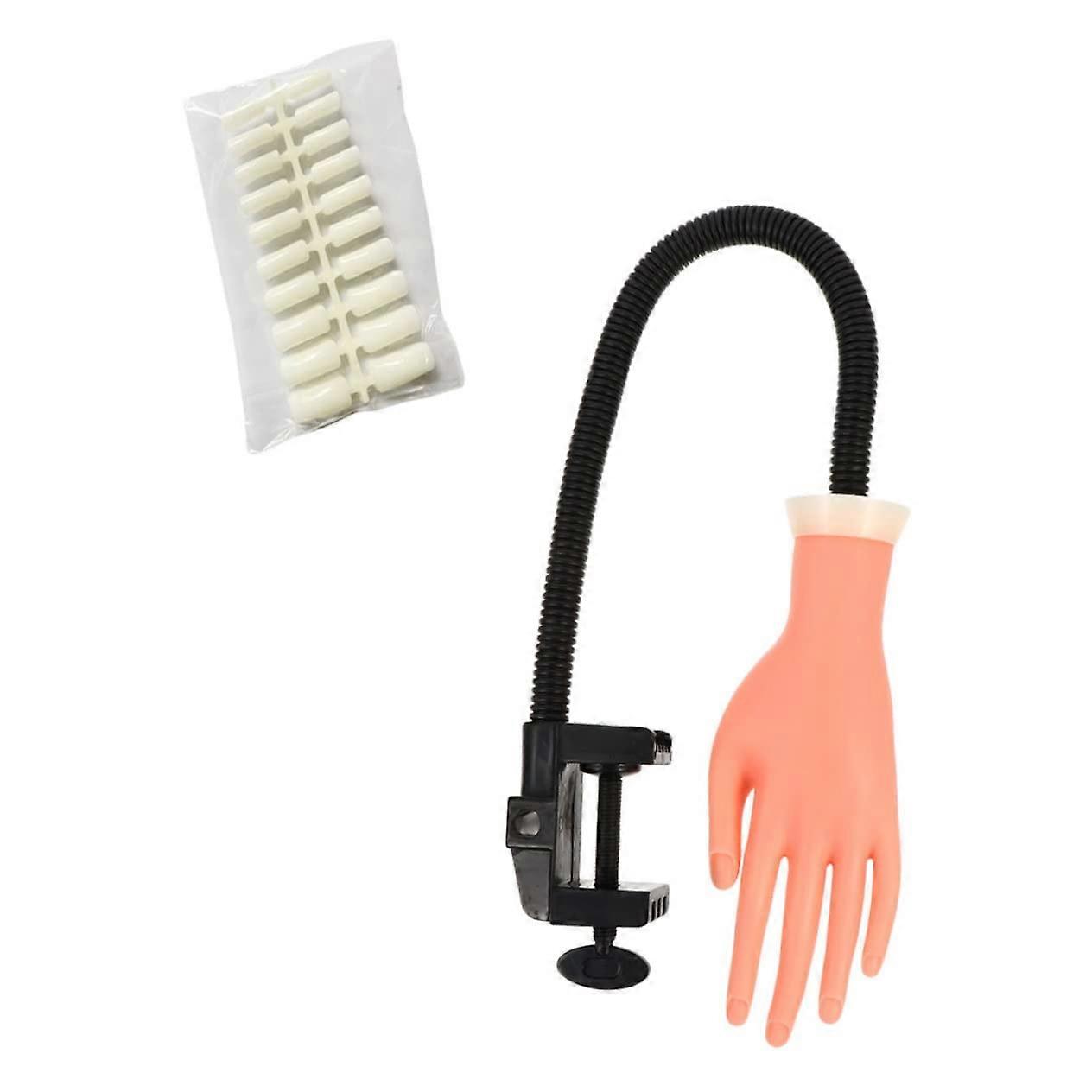 Flexible Practice Hand for Nail Art with Realistic Nail Tips, Reusable Manicure Training Model
