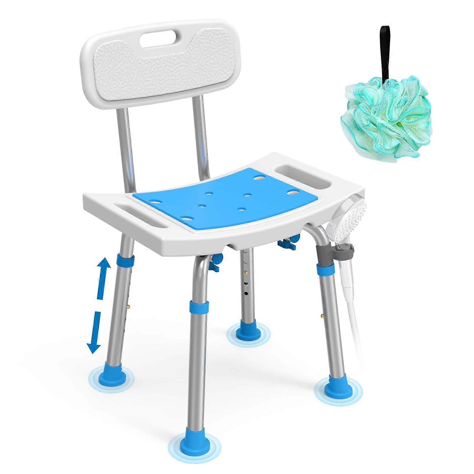 Adjustable Height Shower Chair with Backrest for Elderly, 400lbs Capacity, FSA HSA Eligible
