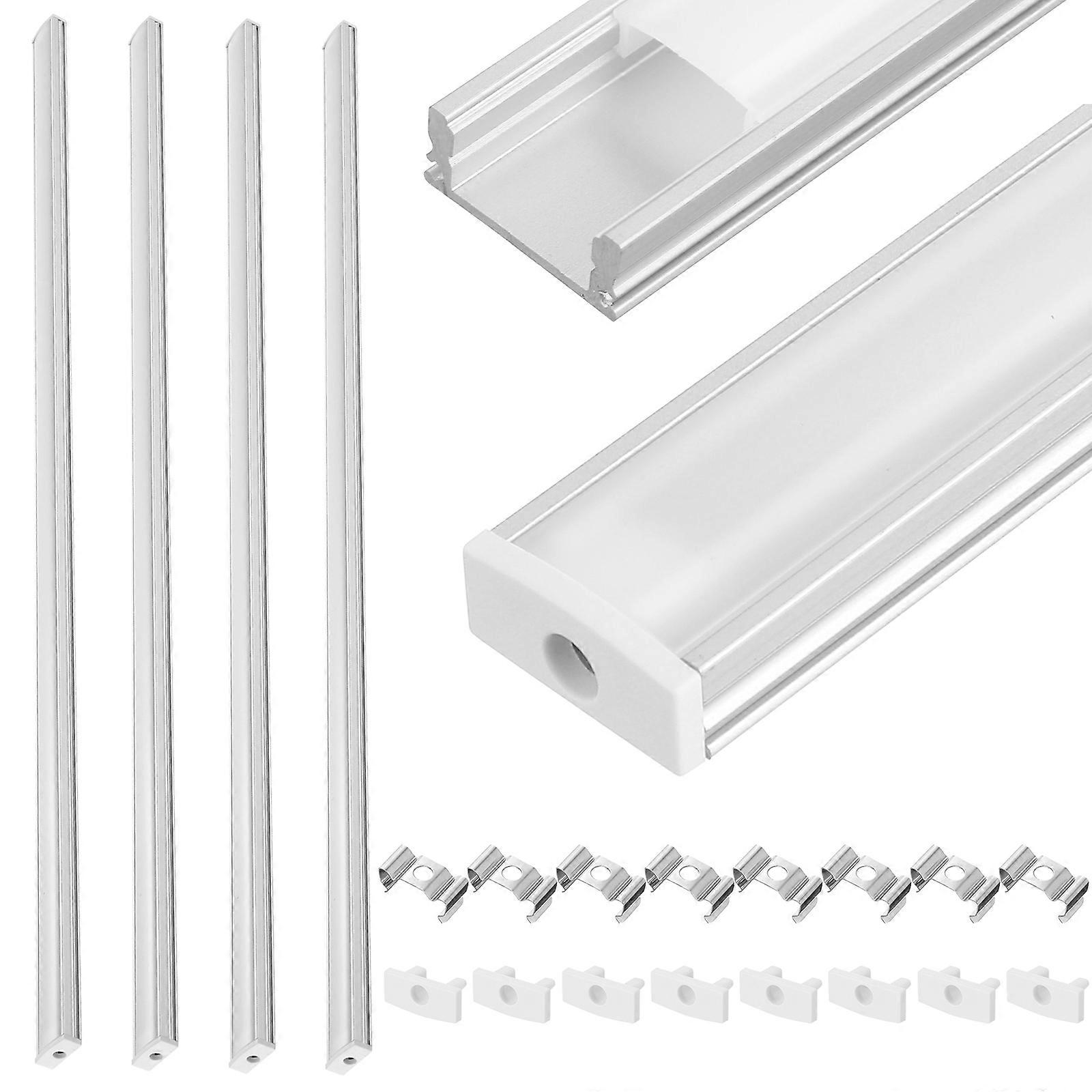 LED Channel System Silver U-Shape Diffuser for Protection 4Sets with Milky White Cover