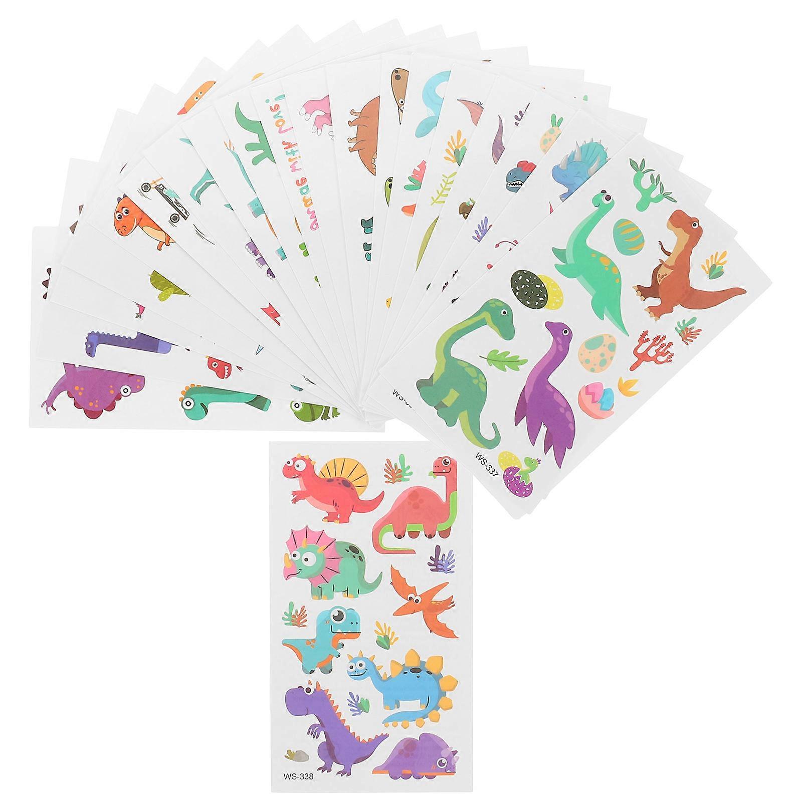 Dinosaur Tattoos Temporary Stickers for Makeup 20 Sheets Assorted