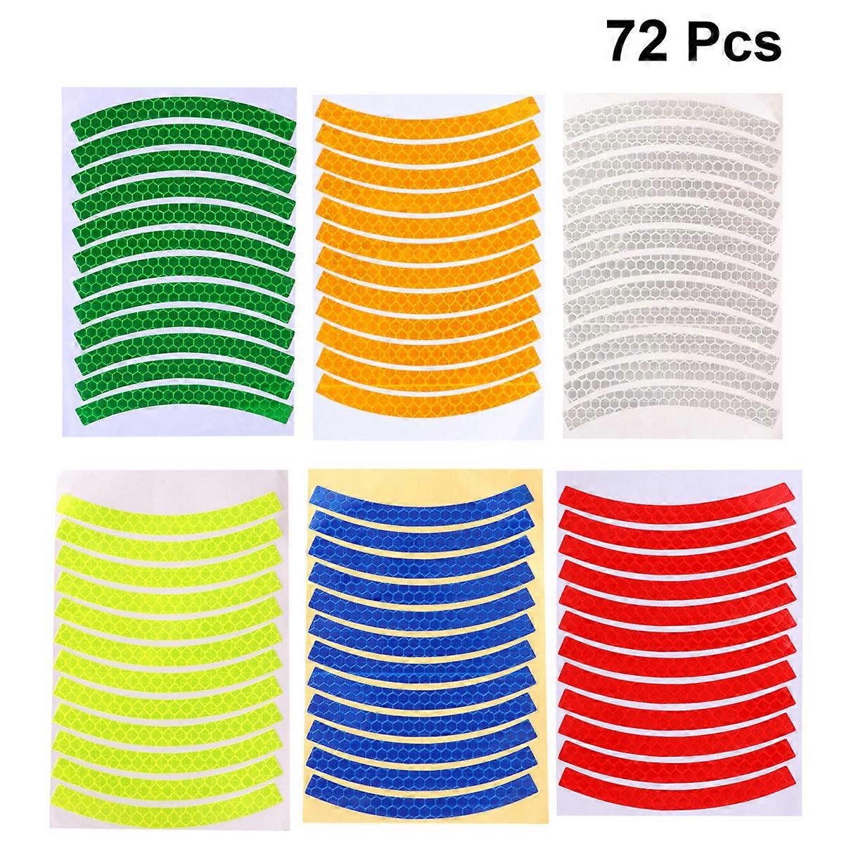 Reflective Sticker Tape Wheel Decals for Decoration 6 Sheets 72 Pieces