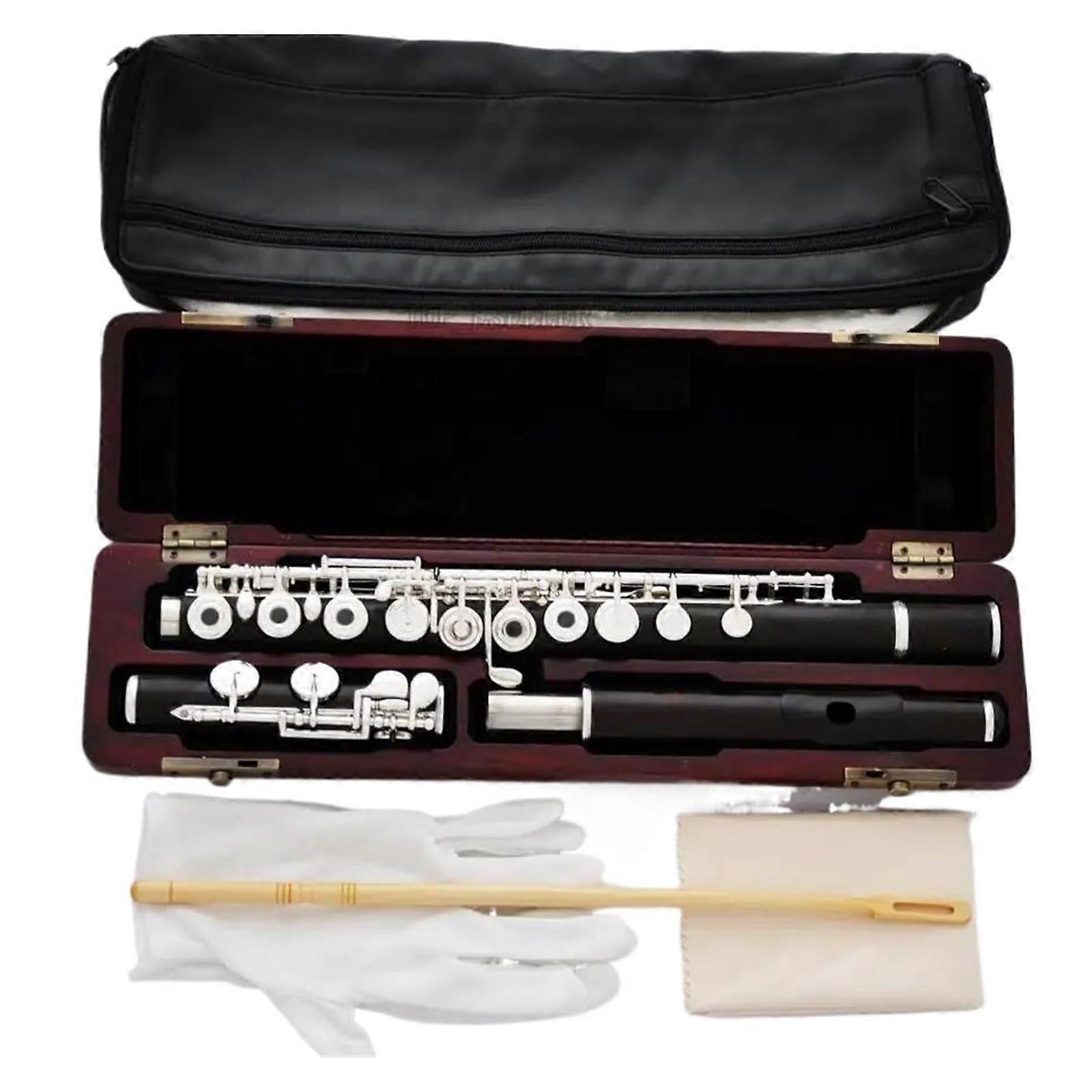 Professional Ebony C Flute with Case, Bright Tone, Elegant Finish, Easy Maintenance Kit