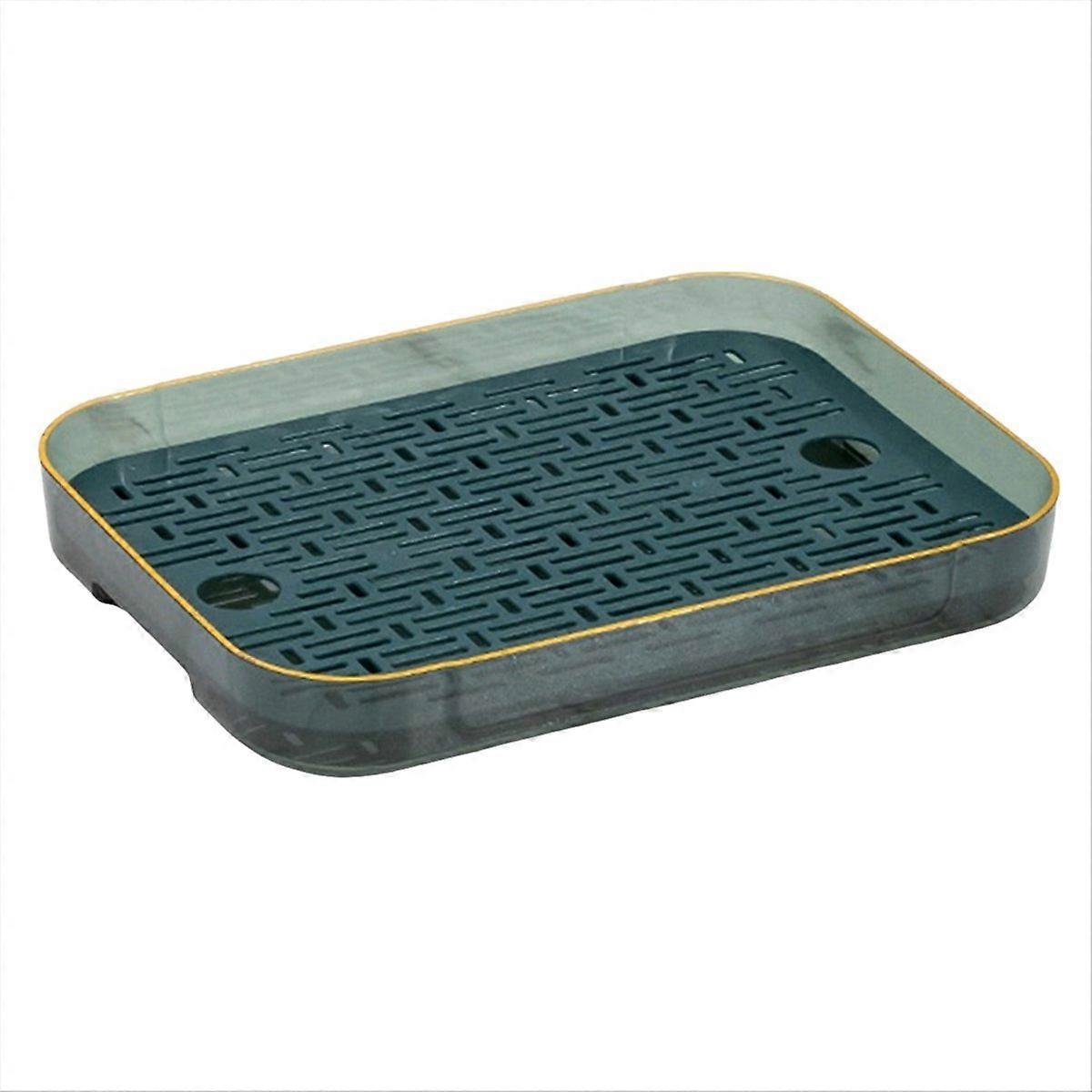 Double Layer Drain Tray,Tea Tray Fruit Tray,Green & Transparent