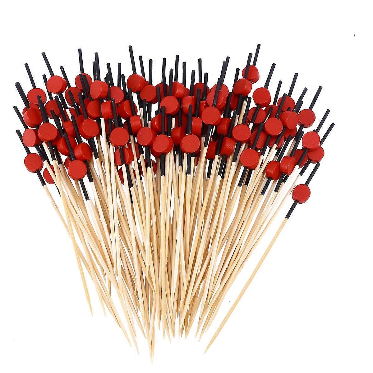 Creative Fruit Picks Bamboo Cocktail Stick for Appetizer Use 100Pcs Red