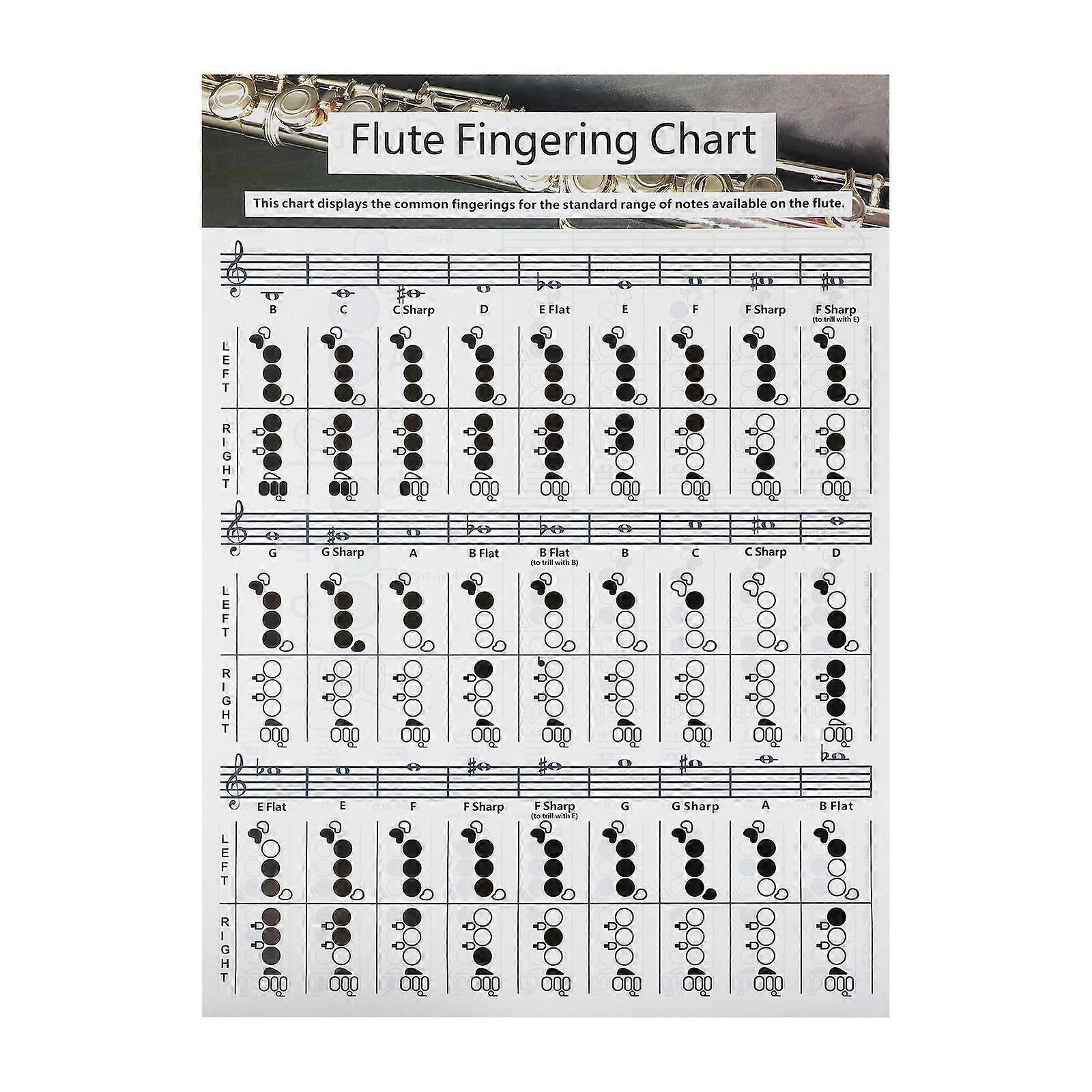 Flute Chord Practice Chart Flute Beginners Note Chart Finger Guide Chart