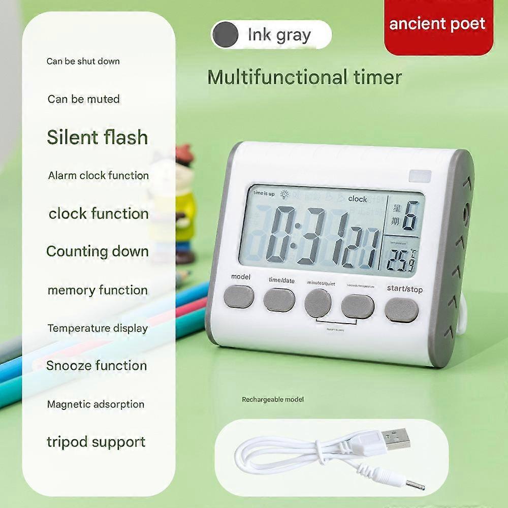 Student Countdown Timer, Clock Calendar, Silent Flash Thermometer, Chargeable