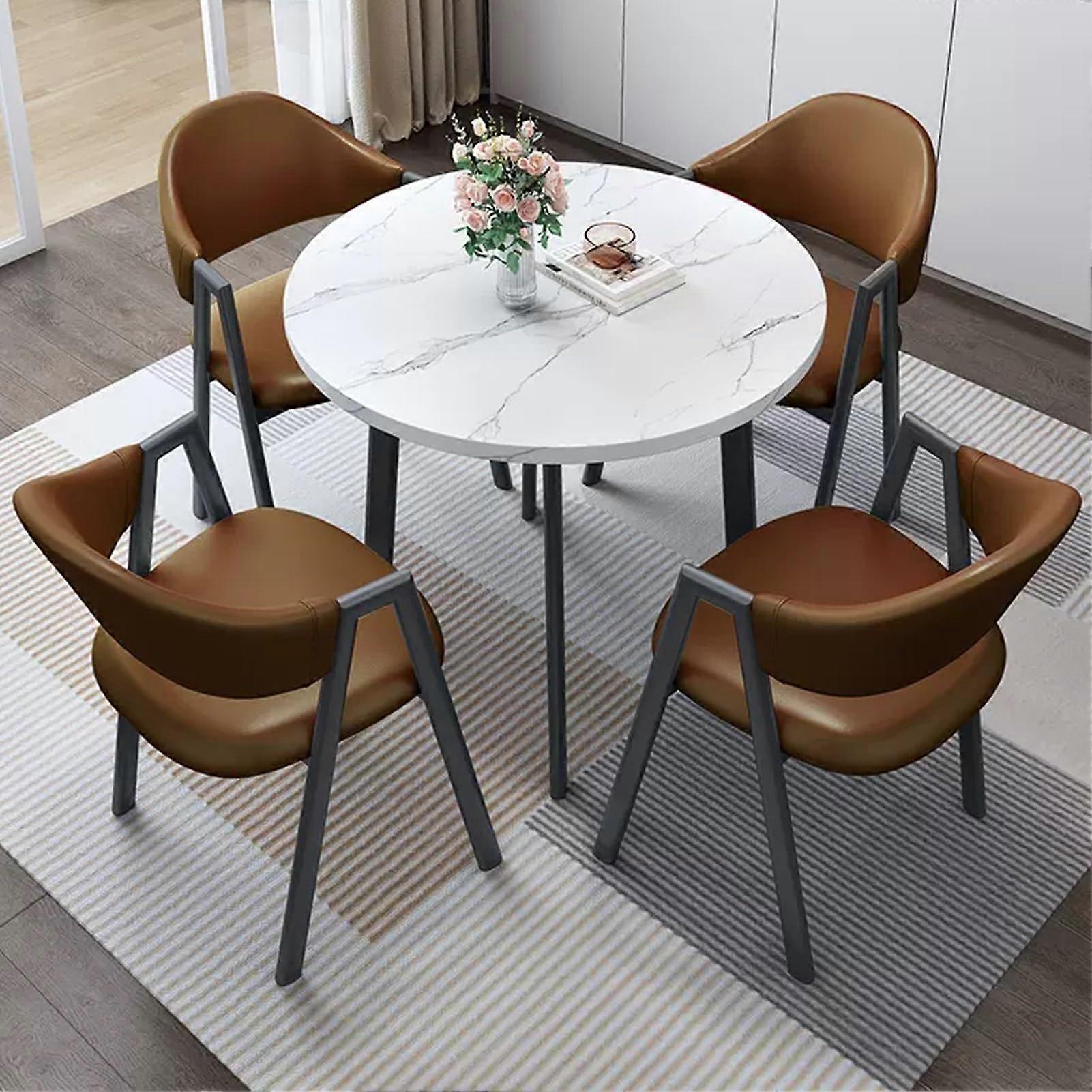 Dining Table and Chairs Set, SpaceSaving for Office Reception or Kitchen, Brown One Size
