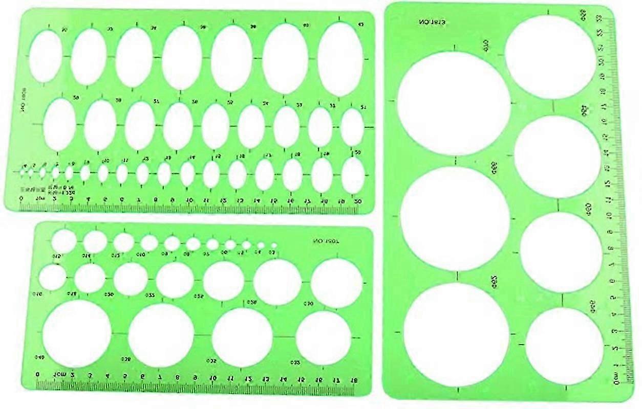 Architectural Design Circle Tool Measurement Template Drawing Ruler, 3 Pieces