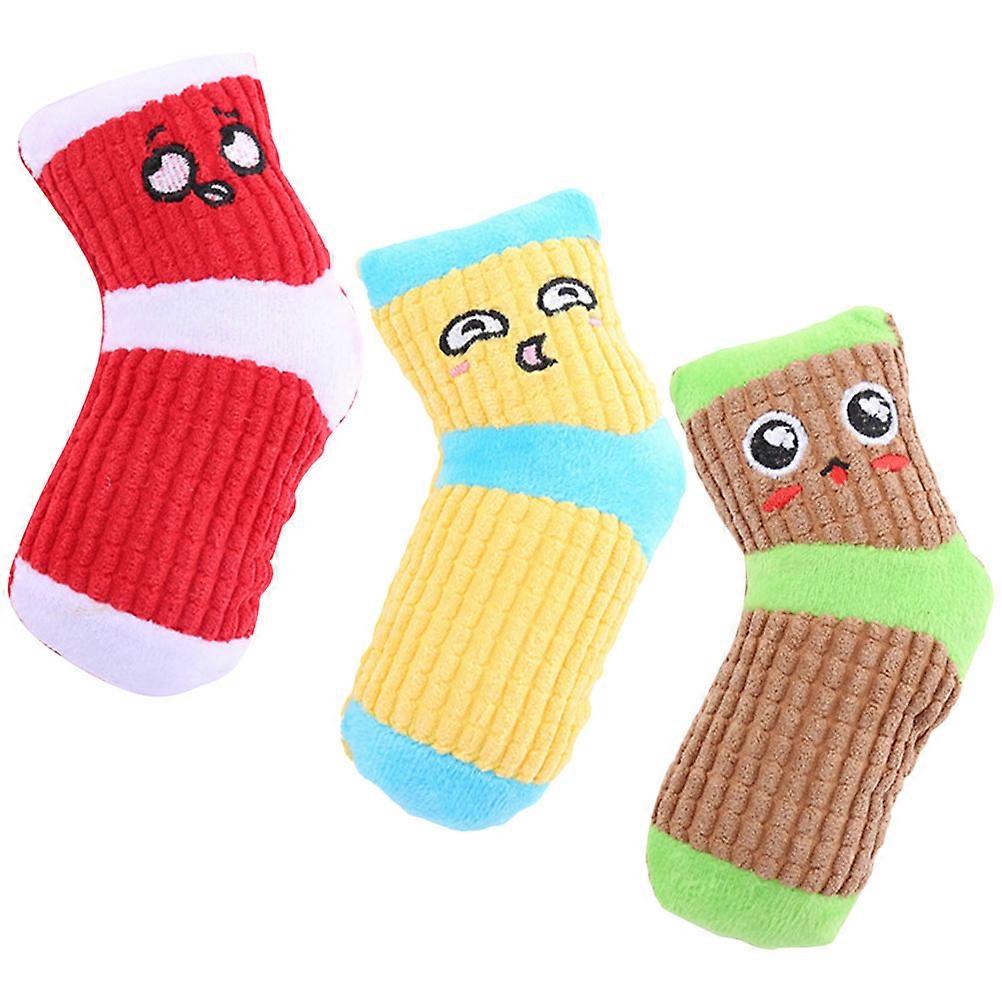 Assorted Color Plush Dog Vocalizing Toy for Interactive Bite-Resistant Play 3Pcs