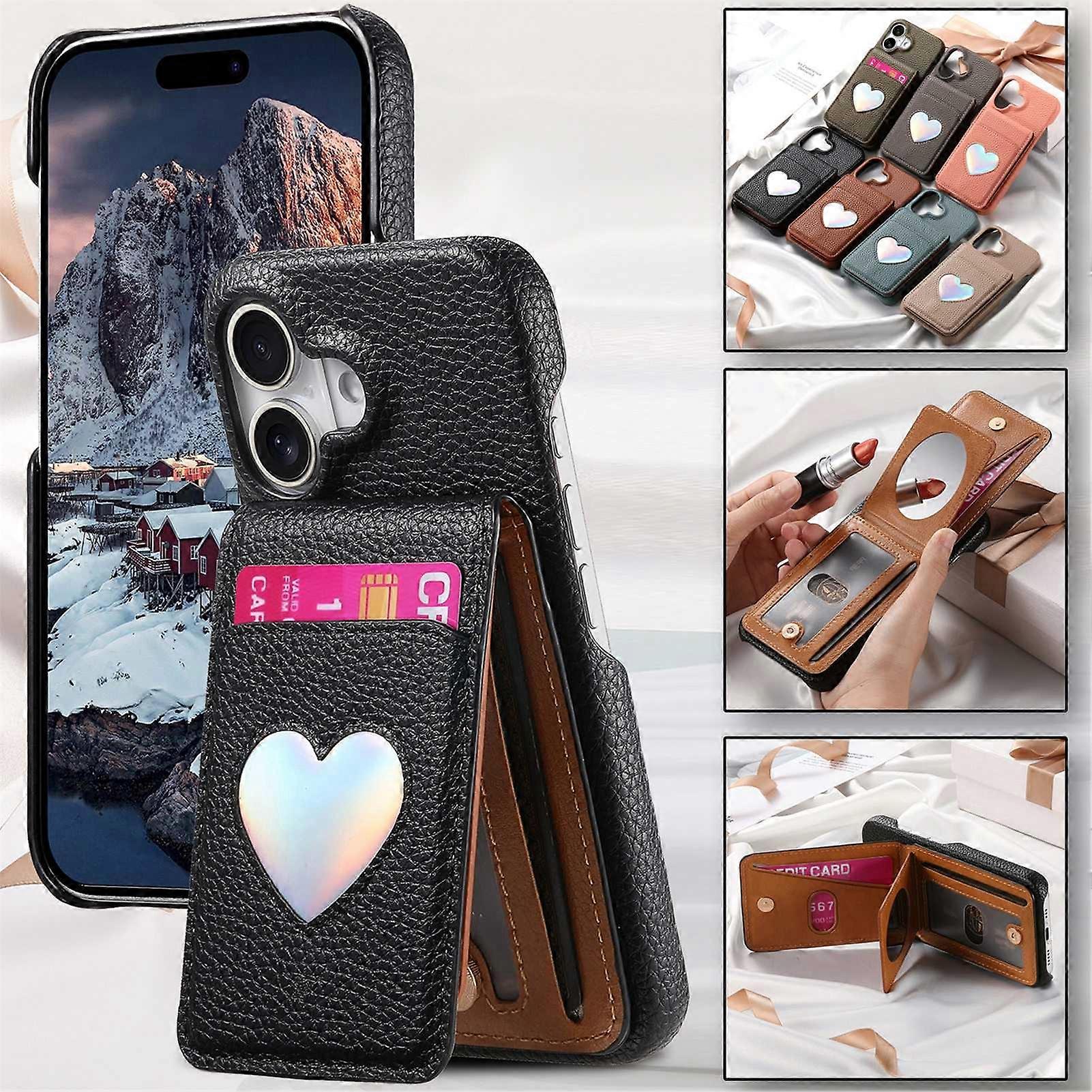 Case for iPhone 17 Mirror Leather Texture Black