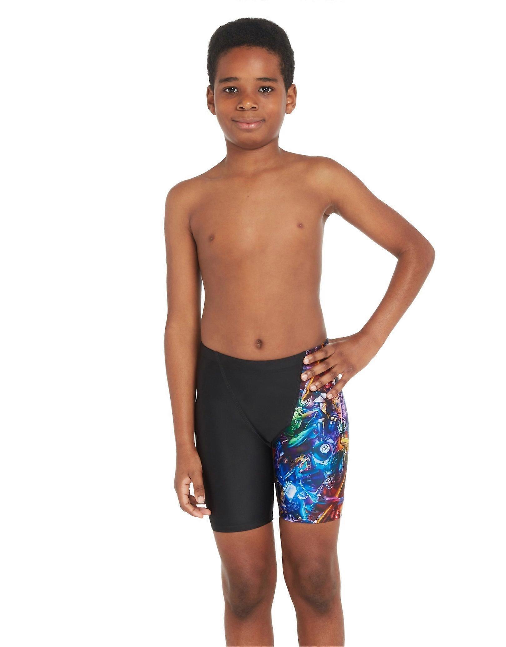 Zoggs Boys Reflection Volt Swim Jammer - Black/Multi