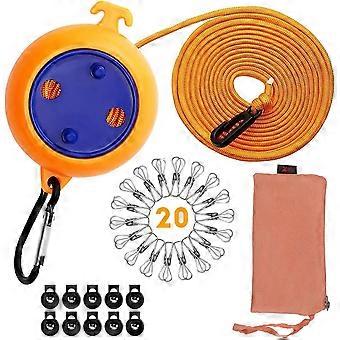 Varal de viagem portátil de 8 metros (26 pés) - Ajustável, leve, resistente ao vento, ideal para camping e viagens.