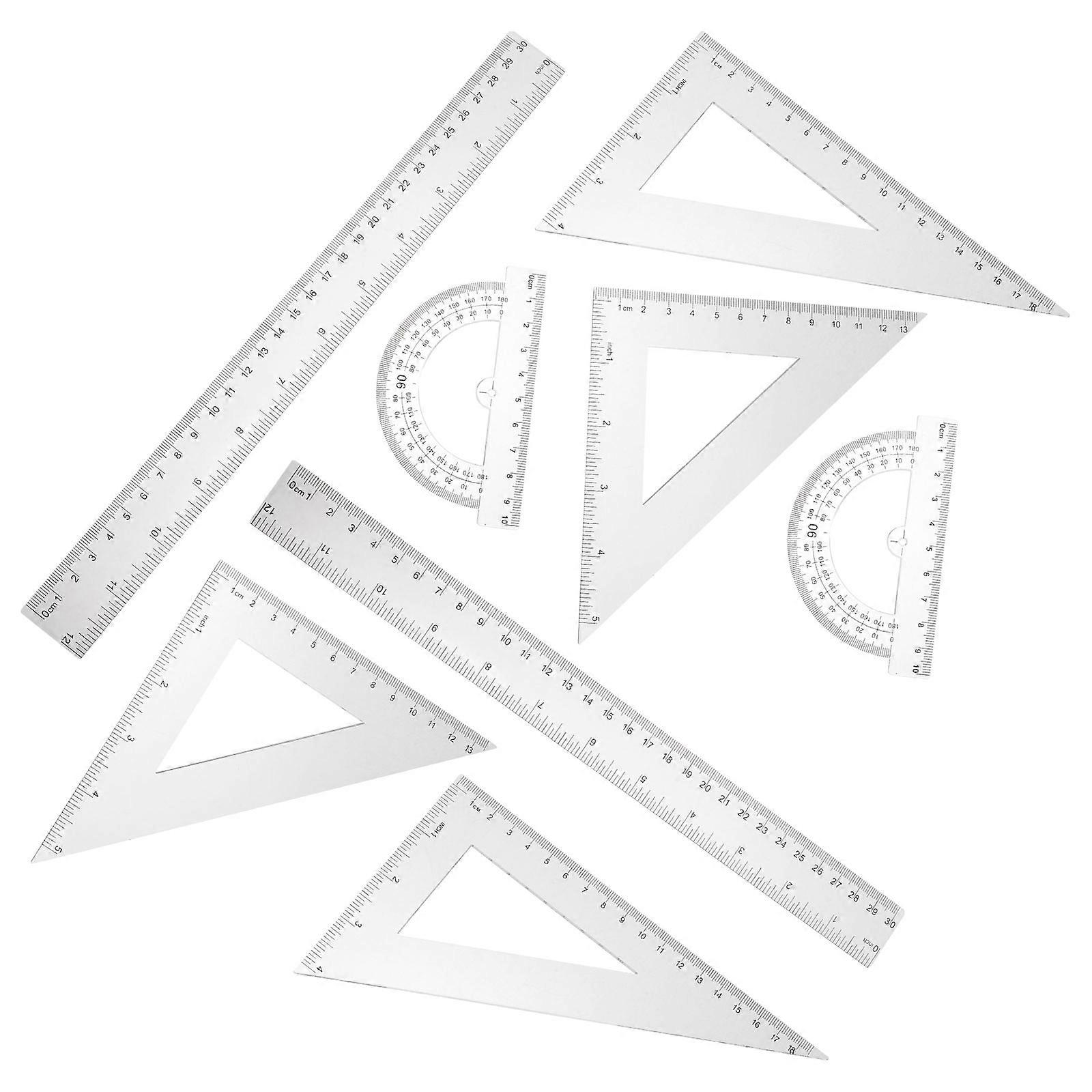 2 Sets of Math Geometry Tool Set Math Ruler Measuring Ruler Triangle Ruler Geometry Protractor Tool