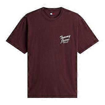 Tommy Jeans Mens Lettering Ribbed Collar T-Shirt