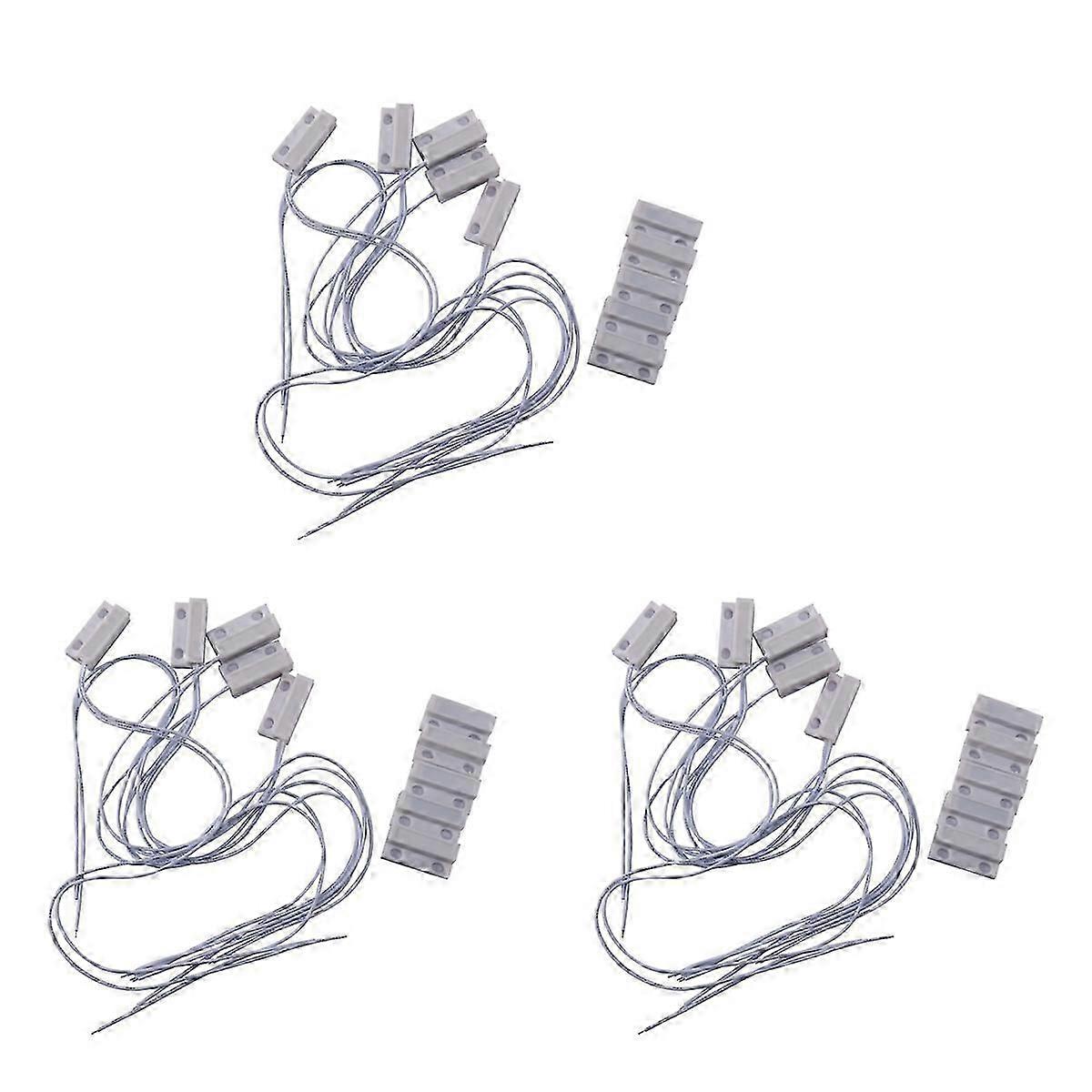 15 Pack Wired Magnetic Door Window Sensor Switch, NC Normally Closed, 100mA 200V DC for Alarm Security Systems