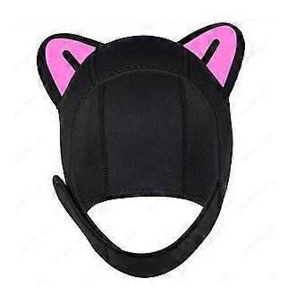 Cat Ears Scuba Diving Hood Cap Lovely Surfing Cap for Sailing Kayaking Canoe black white ear Sxx