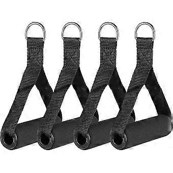 4 stks weerstandsband handgrepen plastic D ring oefening riem foam handvat band fitnessapparatuur voor home gym overhead krachttraining stretching zwart