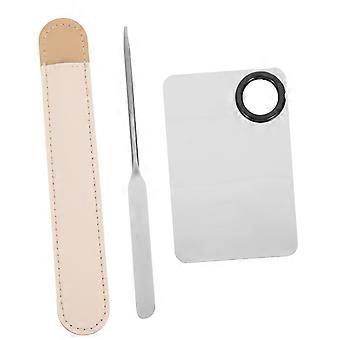 Stainless Steel Makeup Mixing Palette and Spatula for Precise Foundation and Eyeshadow Blending