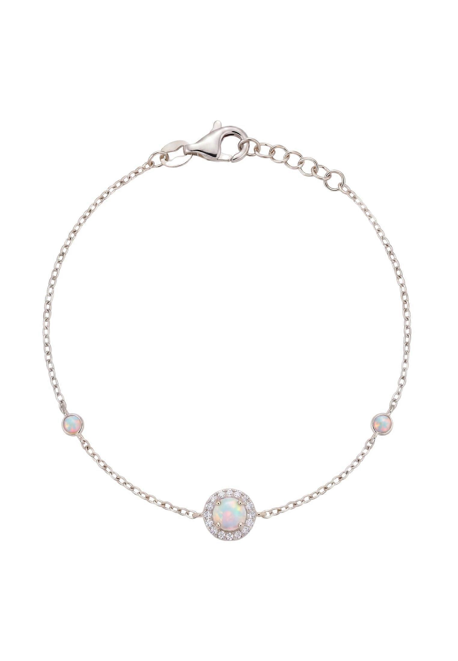 Round White Opal Bracelet Silver CZ by Latelita for Women