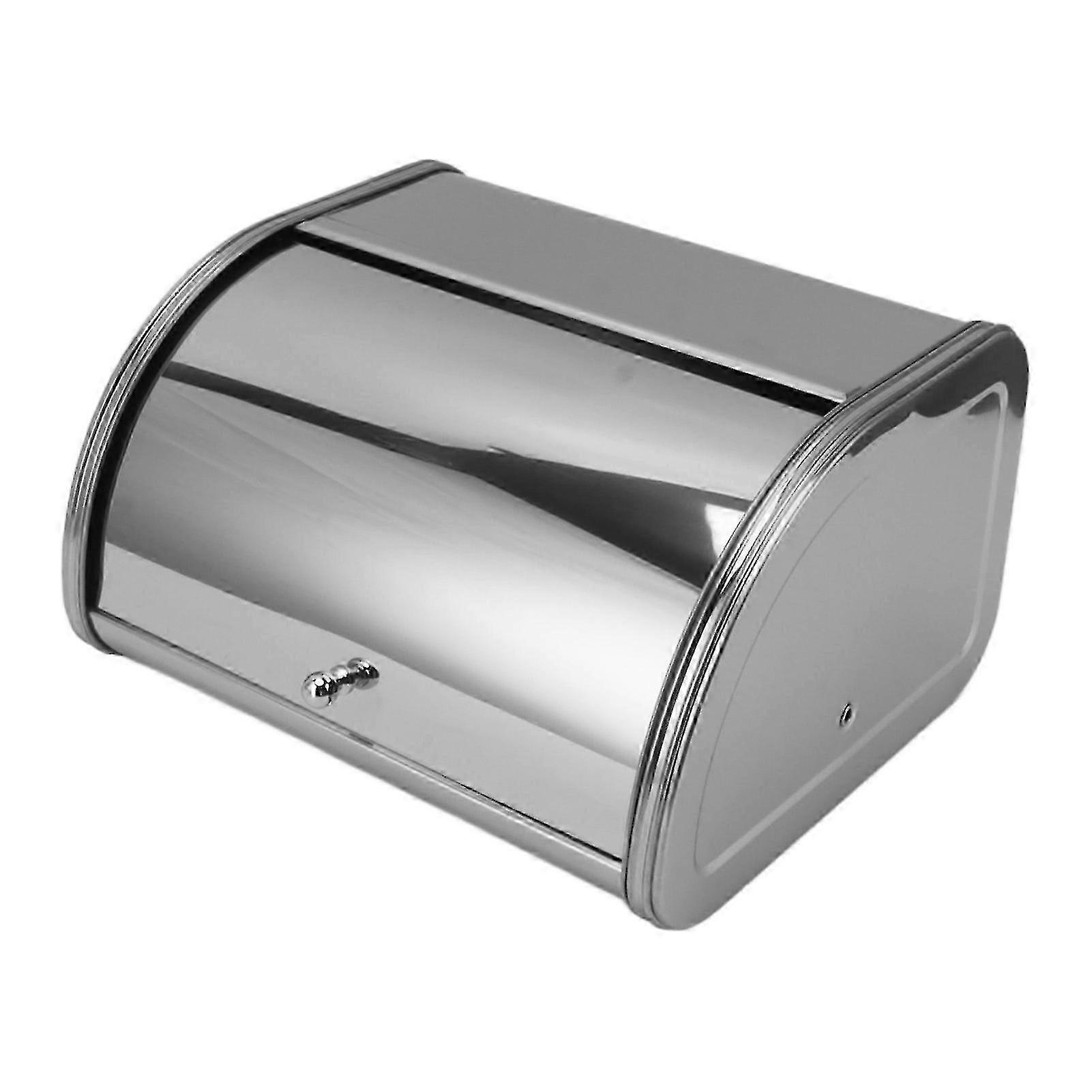 Bread Box Small Flat Side Metal Storage Bin compatible with Bread Cake Doughnut Biscuit Food Tableware Mirror Surface