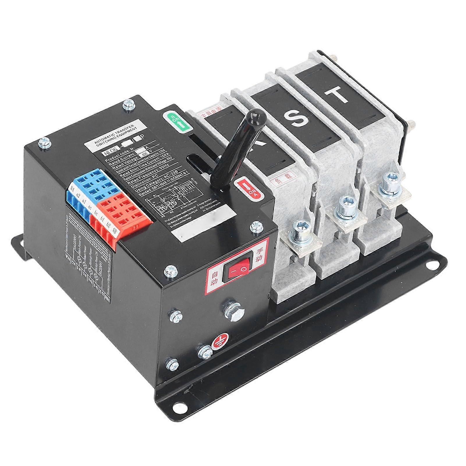 125A AC 400V Automatic Transfer Switch, Auto/Manual Generator Transfer Switch with Silver Contacts