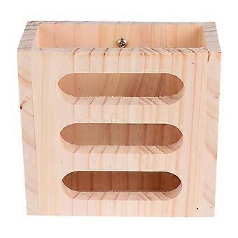 Futterständer aus Holz für Kaninchengrasfütterung, beige