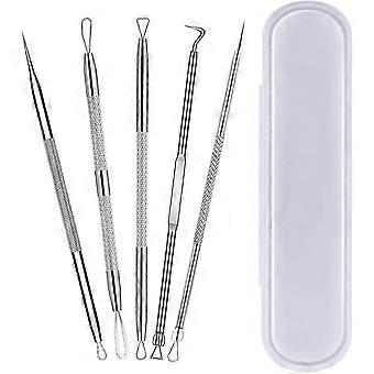 Pore Press Tool Pimple Popper Tool Kit,Blackhead Remover Tool 5 Pcs Blackhead Extractor Tool for Face Comedone Zit Acne Whitehead Blemish-xxy