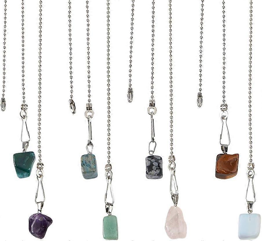 8Pcs Natural Gemstone Ceiling Fan Pull Chains Extension 17 Inch Decorative Fan Pull Chain Extenders Light Pull String Extension