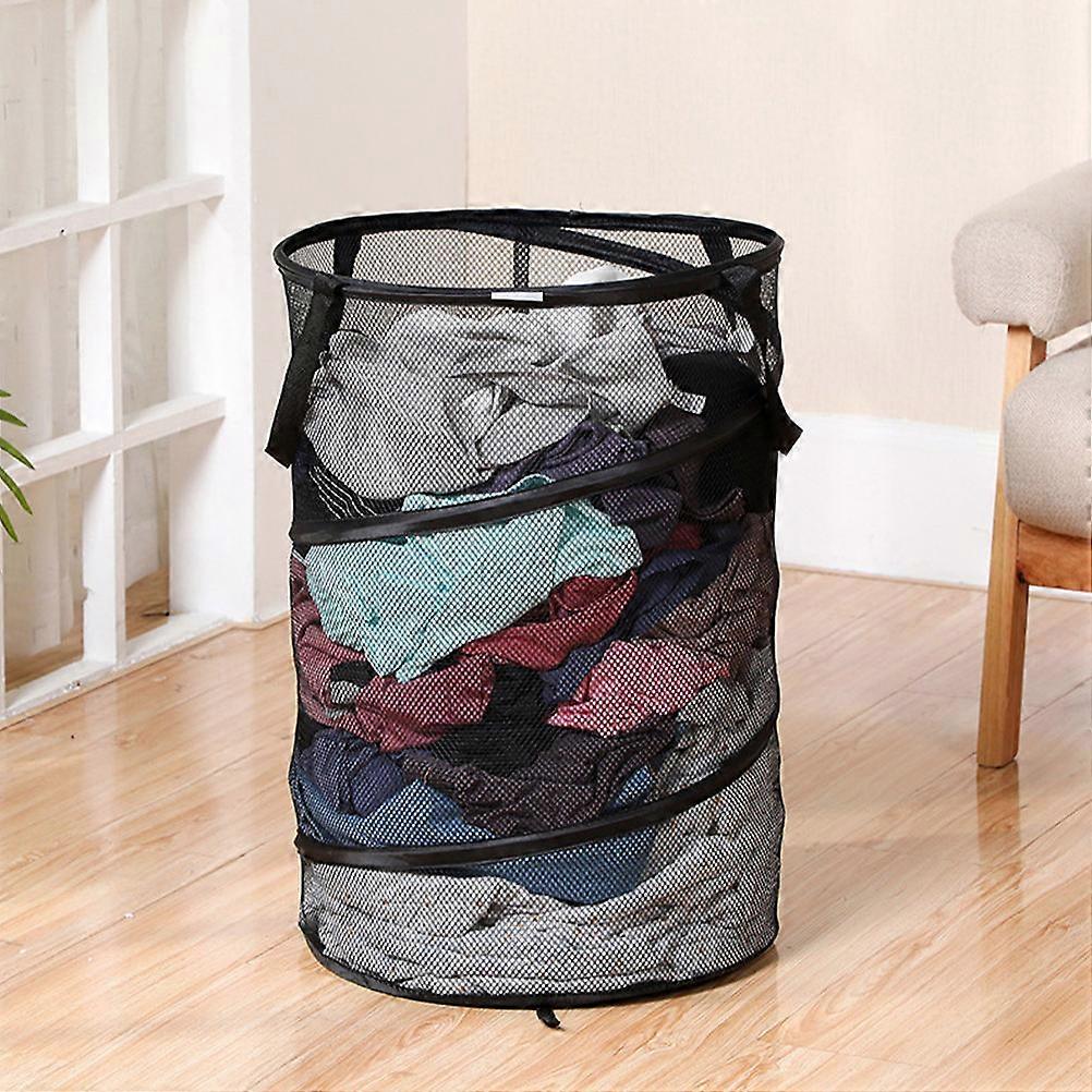 Laundry Mesh Basket Clothes Hamper for Storage 4Pcs Foldable Black Baskets