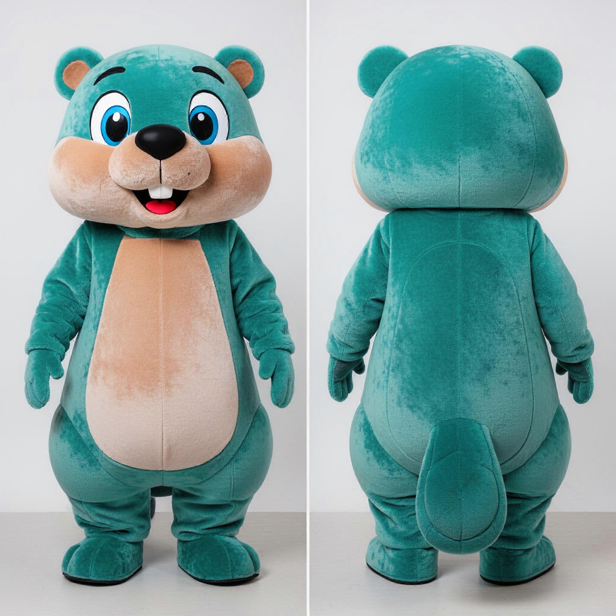MASTICOT Teal & Brown Velvety Beaver Mascot