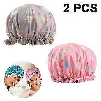 Shower Caps, Double Layers Bath Hat For Women To Cover Long