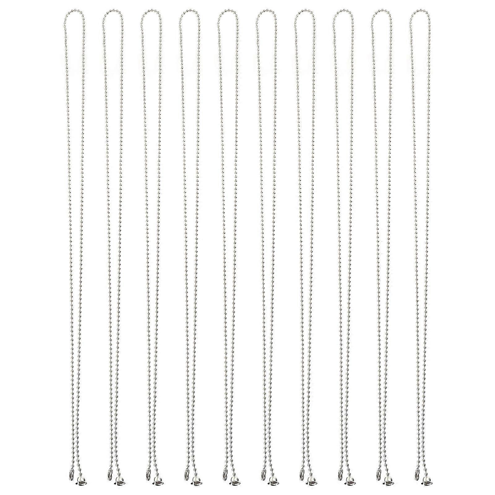 Silver Ceiling Fan Pull Chains Round Bead Chain for Decoration 10Pcs