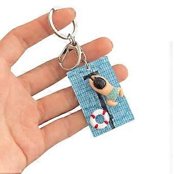 Swimming Pool Keychain With Resin Material For Locker Key And Bag Charm